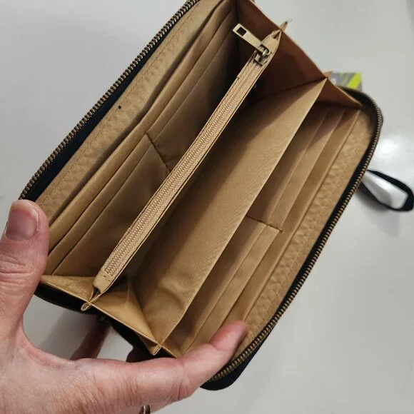 Travelon Safe ID‎ Navy Floral Wristlet Wallet RFID Blocking Wraparound Zip NWT - Picture 7 of 8